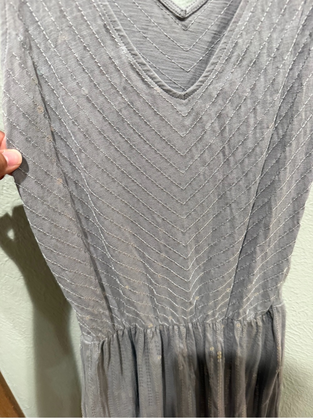 Garnett Hill Sleeveless V-Neck Maxi Dress in Dusty Taupe Clear Elegant Sequins - Picture 3 of 5
